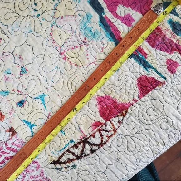 Spell Cactus Rose Tooled Leather Belt VERY RARE! - Picture 3 of 7